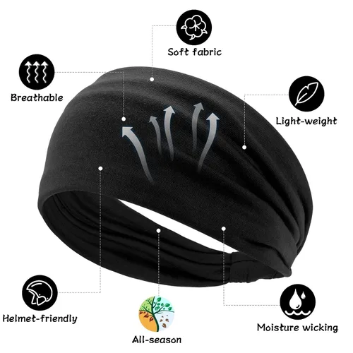 Vista 2 de S&N Remille Diadema ancha bohemia, diadema grande para mujer, diadema elástica antideslizante para torsión, accesorios para deportes, yoga y correr