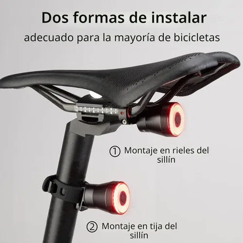 Vista 6 de ROCKBROS Luz Trasera de Bicicleta Inteligente, Luces Traseras de Bicicleta con Sensor de Freno para Paseo Nocturno, Luces Traseras LED