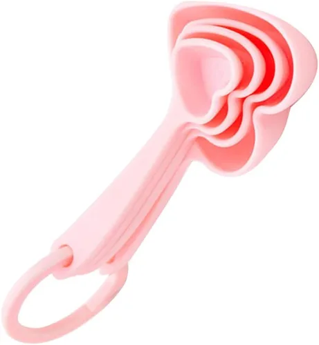 Vista 11 de Hemoton Cucharas medidoras de plástico con forma de corazón, cucharadita de postre cuchara para hornear de cocina