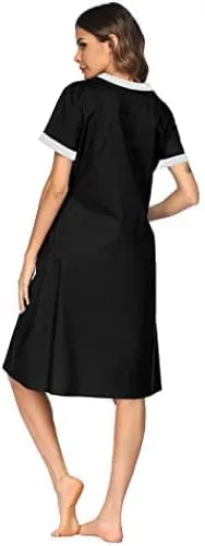 Vista 5 de Ekouaer Camisón Mujer Casas Cremallera Delantera Túnica Ligero Plumero Señora Floral Housedress Noche Casual con Bolsillo