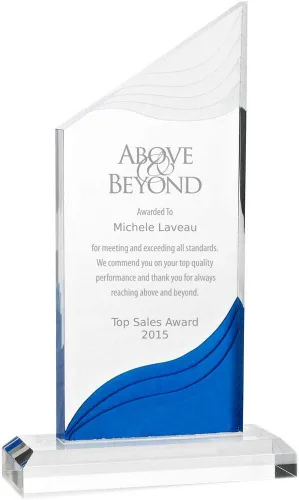 Vista 11 de Awards Trofeo de Acrílico Grabado con Forma de Elipse Puntiaguda de 9" Azul y Blanco - para Empleados - Grabado Personalizado