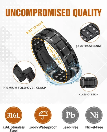 Vista 3 de Jecanori Pulseras magnéticas de cobre para hombres, pulsera magnética ultra fuerte, regalos de joyería con herramienta