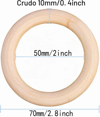 Vista 2 de AUGSUN 10 anillos de madera sin terminar de 2.756 in para manualidades