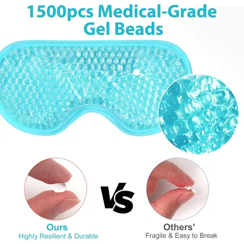Vista 6 de Máscara de gel para ojos BeeVines, paquete de 2 máscaras de hielo refrescantes para ojos hinchados para hombres y mujeres, compresa fría y caliente