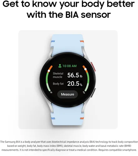Vista 3 de Samsung Galaxy Watch FE 40mm Bluetooth AI Smartwatch con seguimiento de fitness, sensor BIA, zonas de frecuencia cardíaca personalizadas, monitor