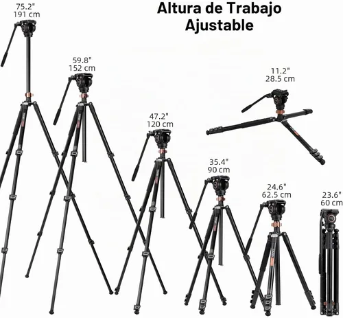 Vista 4 de Cayer FP2450 Trípode de vídeo de aluminio, 75 "cabezal fluido de 4
