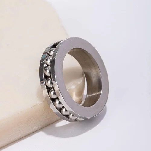 Vista 4 de Anillo antiansiedad para hombre anillos giratorios de acero inoxidable para aliviar el estrés
