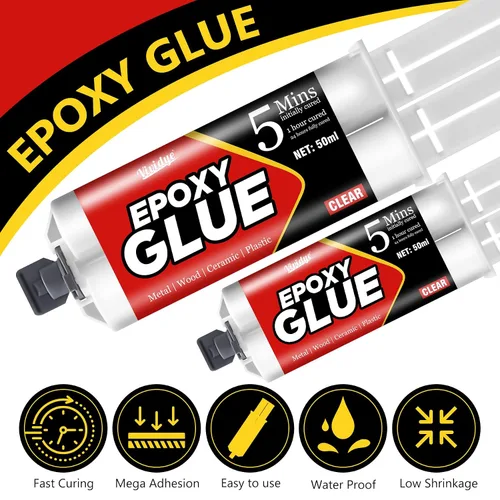 Vista 3 de Pegamento Epoxy de 5 Minutos, Adhesivo Epoxy de Curación Rápida de 3.4oz para Metal, Plástico, Vidrio, Madera, Cerámica y Más, Pegamento