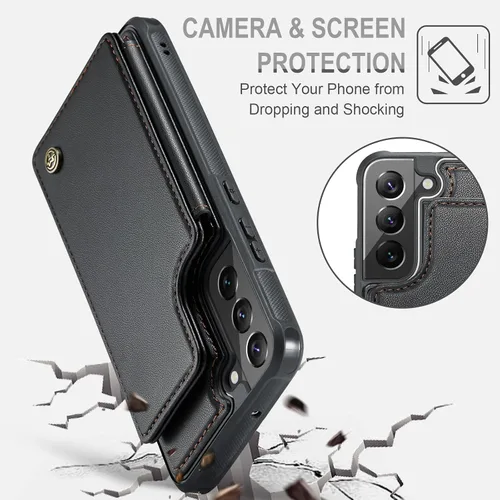 Vista 5 de Vinich Funda tipo cartera para Samsung Galaxy S22 Plus con tarjetero y ranuras de crédito con bloqueo RFID, función atril, a prueba de golpes