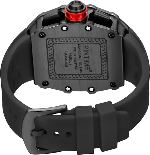 Vista 4 de Relojes de pulsera de lujo Tonneau cuadrados para hombres, analógicos, punk, cronógrafo, únicos, deportivos, con movimiento japonés, diseño luminoso