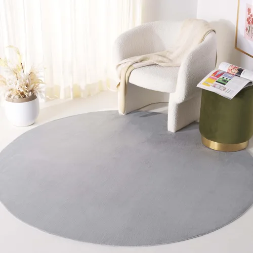 Vista 39 de SAFAVIEH Alfombra lavable, colección de pelo sintético de conejo, 4 x 6 pies, color plateado, antideslizante y fácil de limpiar, pelo grueso ultra