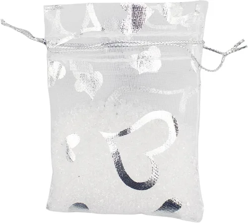 Vista 12 de QIANHAILIZZ Paquete de 100 bolsas de regalo de organza con forma de corazón de flores de 2.8 x 3.5 pulgadas, bolsa de regalo para dulces, bolsa