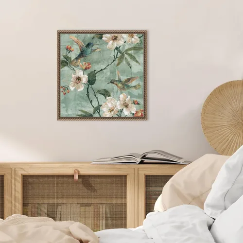 Vista 5 de Amanti Art Lienzo enmarcado para pared, 16 x 16 pulgadas, diseño floral de pájaros de una pluma II por Renee Campbell, lienzo enmarcado para pared