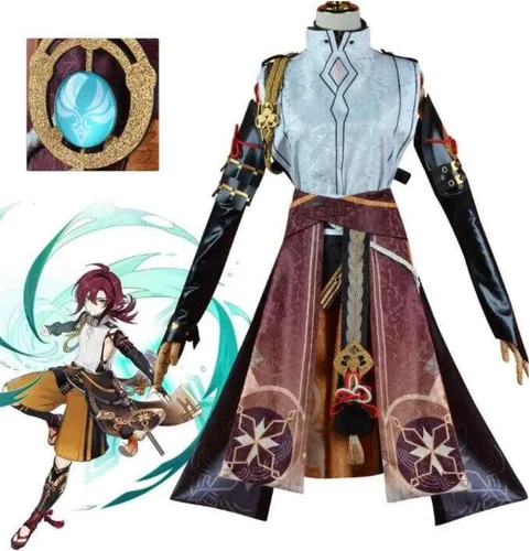 Vista 7 de Cosplay Life Genshin Impact - Disfraz completo de anime RPG con peluca para cosplay, disfraz de Halloween para adulto unisex