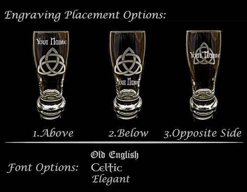 Vista 5 de Celtic Love Knot Glass Coffee Mug Set of 2 – Free Personalized Engraving, 16oz Mugs