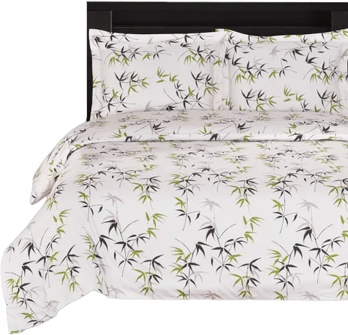 Vista 3 de Royal Hotel Bedding Fern Floral - Juego de funda de edredón de 3 piezas, tamaño matrimonial/queen, 100% algodón, 300 hilos