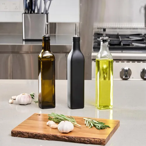 Vista 9 de Restaurantware-Chef 101 Dispensador de aceite de oliva de 16.9 onzas, 1 botella dispensadora de aceite de cocina, con vertedor de acero inoxidable