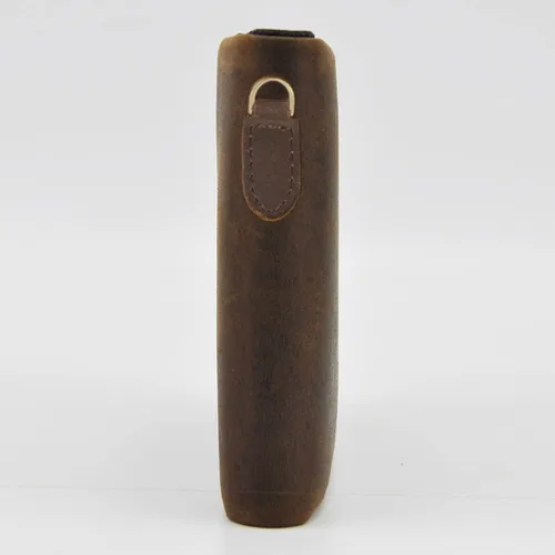 Vista 3 de Le'aokuu Cartera de piel auténtica para hombre 1003 con cadena a presión horizontal estándar (marrón)