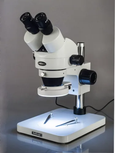 Vista 4 de AmScope SM-1BS-64S Microscopio de zoom estéreo binocular profesional, ocular WH10x, aumento 7X-45X, objetivo de zoom 0.7X-4.5X, anillo de luz LED
