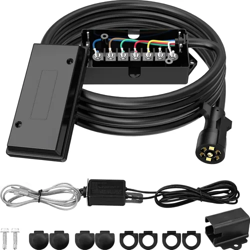 Vista 9 de RVGUARD Cable de remolque de 7 vías y 8 pies con kit de caja de conexiones de 7 bandas