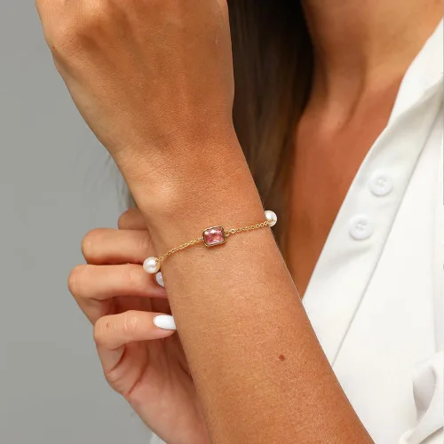 Vista 3 de XYJZXY Pulsera de perlas pequeñas de oro chapada en oro de 18 quilates, pulsera barroca de perlas de agua dulce para mujer, pulsera ajustable