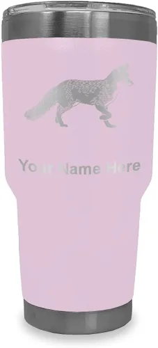 Vista 16 de LaserGram Vaso aislado al vacío de 20 onzas, zorro, grabado personalizado incluido (negro)