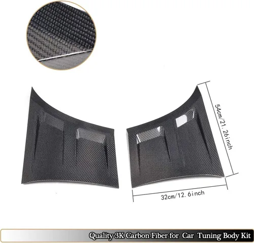 Vista 5 de Ventilación de guardabarros delantero compatible con Ford Mustang GT Coupé Convertible 2015-2019 personalizado de fibra de carbono real CF lateral