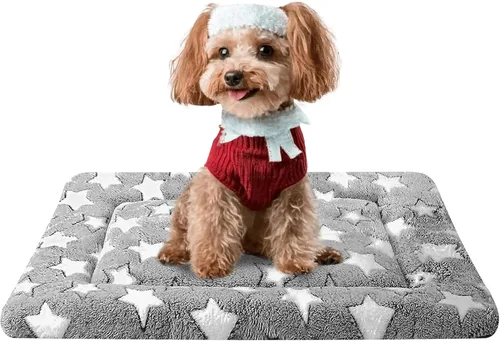 Vista 45 de Tapete de cama para perro, almohadilla reversible para jaula de perro con alfombrilla lavable y espuma suave, cama plana para mascotas para perros
