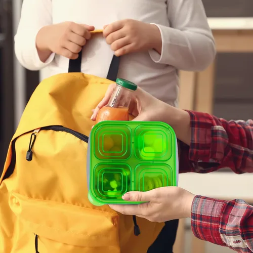 Vista 6 de Ruisita Caja Bento de 10 piezas con 4 compartimentos, reutilizable, contenedor de almacenamiento de alimentos divididos con tapas, control