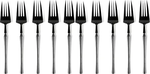 Vista 7 de Blue Sky Infinity Flatware - Tenedores desechables negros – 32 unidades Cubiertos de plástico duro para eventos y fiestas elegantes