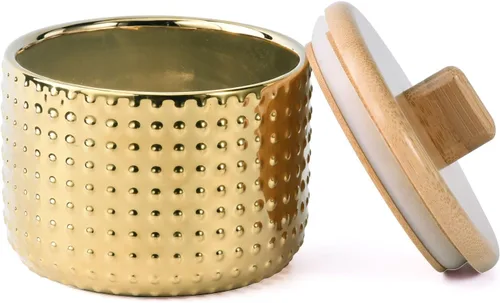 Vista 9 de Recipiente de sal con tapa de bambú, cuencos de cerámica de gran capacidad de 14 onzas, caja de pimienta, recipiente de condimentos de esmalte Negro