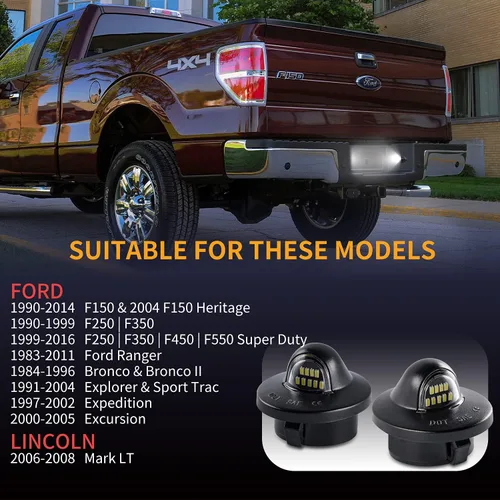 Vista 3 de Gempro Conjunto de luz de matrícula, reemplazo de lámpara LED para Ford F150 F250 F350 F450 F550 Superduty Bronco Excursion Ranger Expedition