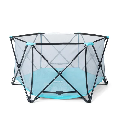 Vista 11 de Regalo My Play Deluxe - Patio de juegos portátil para interiores y exteriores, kit adicional, incluye un toldo completo, lavable, aguamarina, 6