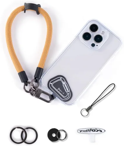 Vista 10 de Correa de Teléfono para Mano y Muñeca, Cordón de Teléfono con Parche ×2, Soporte para Funda de Teléfono Celular, Correa de Muñeca para Llaves, Negro