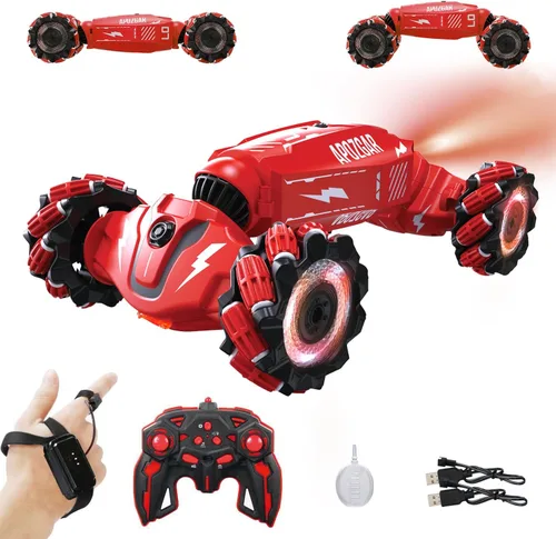 Vista 7 de LOOZIX Coche de Acrobacias RC con Detección de Gestos Escala 1:10, Control Remoto 4WD Controlado por Gestos de Mano Transformable, Vehículo de Doble