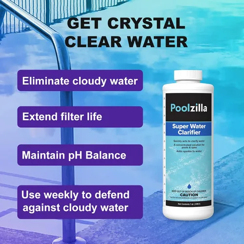 Vista 5 de Poolzilla Botella de 1 QT de solución de clarificador de agua estupenda