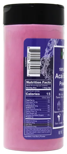Vista 2 de NPG Polvo liofilizado de bayas de acai de 7 onzas, superalimento sin semillas con una textura fina en polvo para batidos, bebidas y colorantes