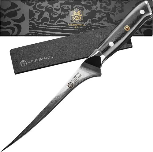 Vista 12 de KESSAKU Cuchillo de trinchar – 12 pulgadas – Serie Damascus Dynasty – Razor Sharp – Granton Edge – Acero inoxidable japonés forjado de 67 capas