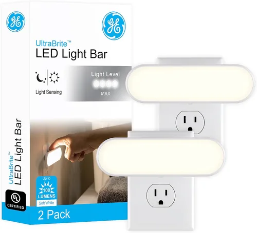 Vista 11 de GE Ultrabrite Barra de Luz LED Luces Nocturnas que se Enchufan a la Pared Decoración de Habitación Iluminación Ambiental Sensor de Anochecer a