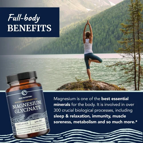 Vista 9 de Glicinato de magnesio 400 mg (120 unidades) y citrato de magnesio 500 mg (60 unidades) Alta absorción, calma, relajación, digestión y apoyo