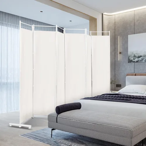 Vista 8 de Nightcore Divisor de habitación de 6 pies, divisor de pared plegable de 6 paneles, partición independiente con almohadillas ajustables