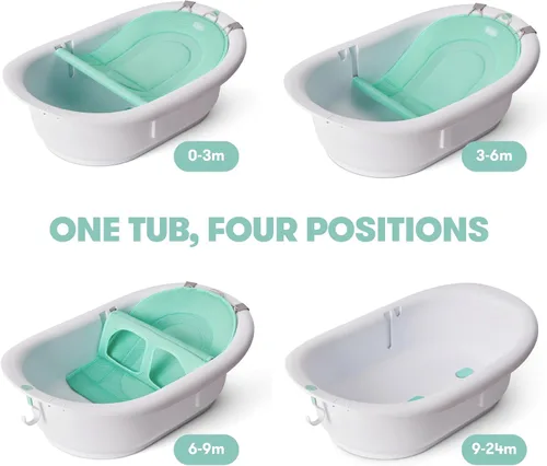 Vista 11 de Frida Baby Bañera de bebé 4 en 1 Grow-with-Me, bañera para recién nacidos a niños pequeños con asiento de baño extraíble y respaldo para soporte