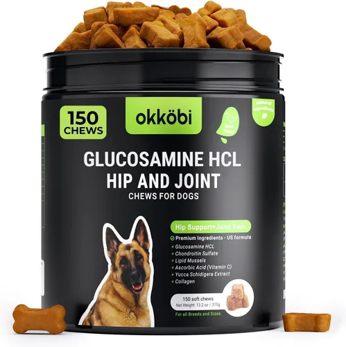 Vista 9 de Glucosamina HCL y suplemento de cadera y articulaciones para perros – 150 piezas – Masticables de cadera y articulaciones para perros – Fórmula