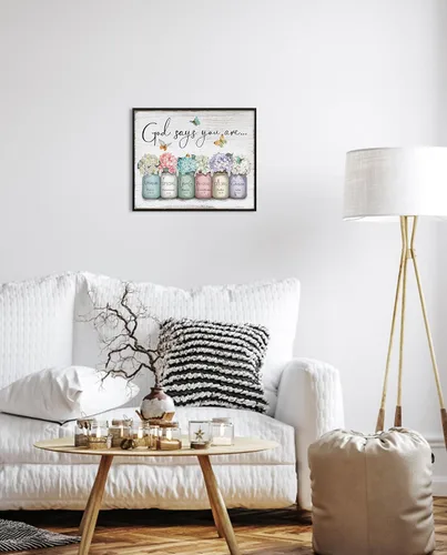 Vista 7 de Dios Dice Que Eres Arte de Pared: Arte de Pared con Versículo Bíblico Cristiano Inspiracional, Escritura Religiosa, Regalos de Aliento para Mujeres