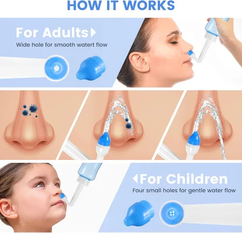 Vista 5 de Irrigación nasal portátil, sin fugas, enjuague sinusal para varios síntomas nasales, máquina limpiadora de nariz para adultos y niños, con 30