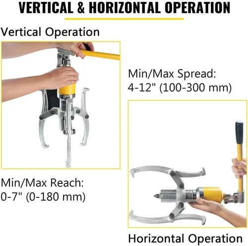 Vista 4 de VEVOR Extractor de engranajes hidráulico, extractor hidráulico de capacidad máxima de 15 toneladas, separador de cubo de rodamiento de 2 o 3