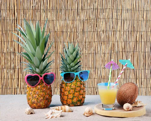 Vista 7 de Barydat - Telón de fondo hawaiano de caña de playa Aloha Luau, decoración de bar Tiki para fiesta, estampado de bambú, tela de poliéster, telón