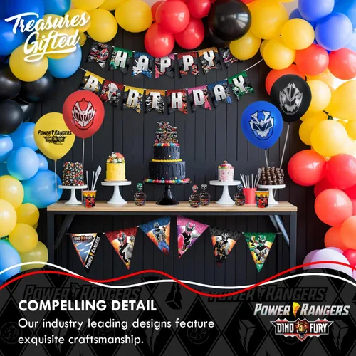 Vista 4 de inchTreasures Gifted - Decoración para tartas con licencia oficial de los Power Rangers, suministros para fiesta de cumpleaños de Power Rangers