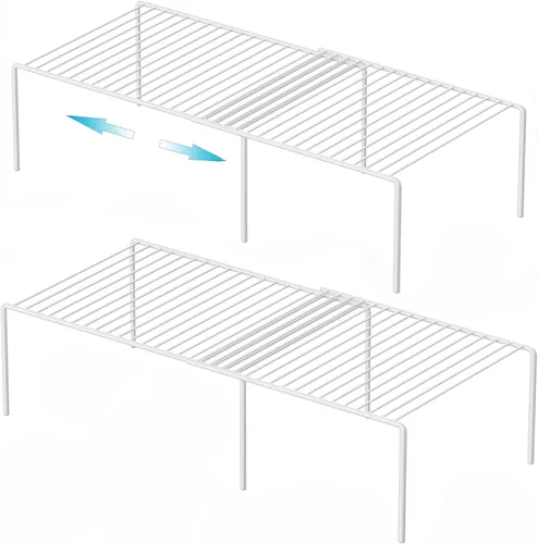 Vista 10 de iPEGTOP Organizador de armario de cocina expandible, 2 piezas ajustables para congelador, estante de alambre de almacenamiento de alambre a prueba