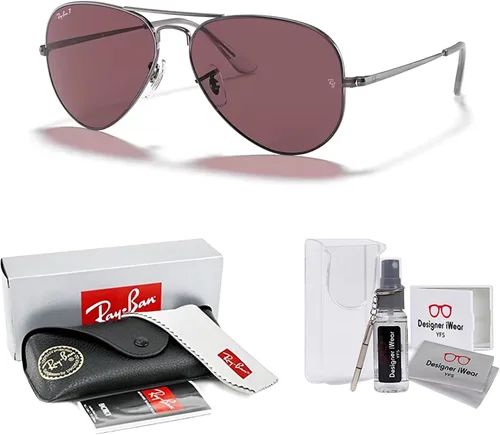 Vista 2 de Ray-Ban Aviator Metal II RB3689 - Lentes de sol de aviador para hombre y mujer + paquete con kit de gafas de diseño iWear de cortesía